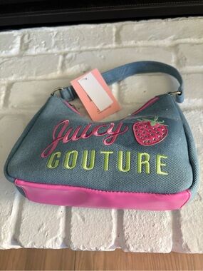 Juicy Couture Denim Mini Bag with Pink Embroidery